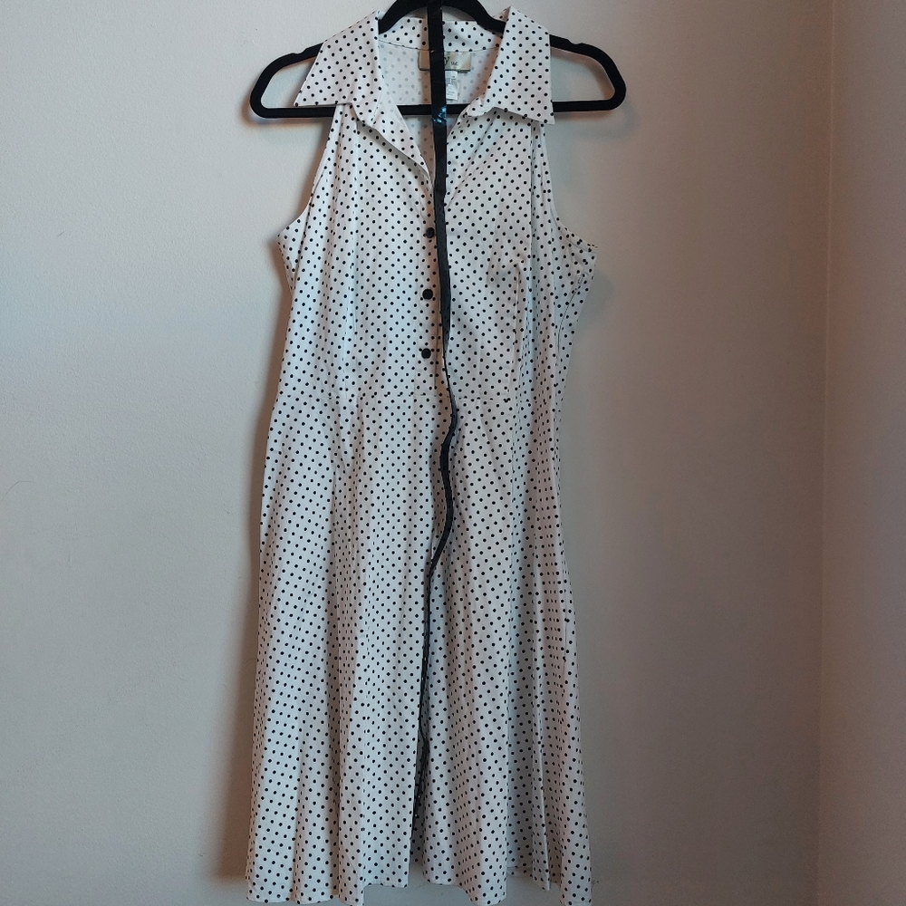 d By Ltd Black and White Polka Dot Summer Dress Size 14